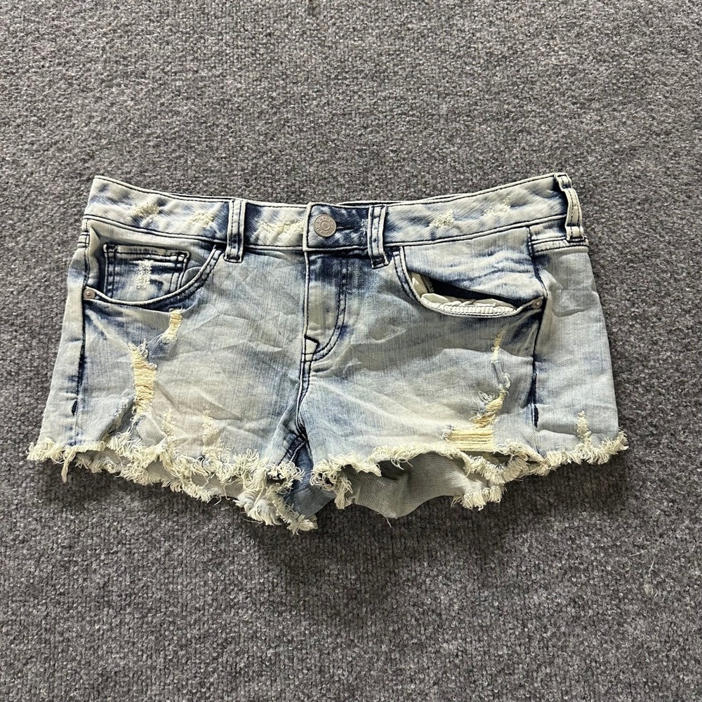 Express Jeans Shorts Womens Size 8 Light Wash Distressed Cutoff Denim Stretch